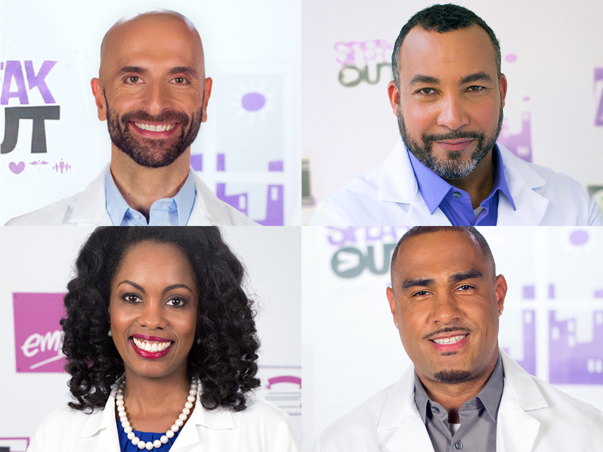 Collage of four smiling HIV doctors for the #AskTheHIVDoc video series
